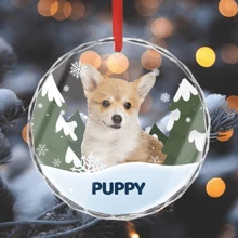 1pc Custom Photo Pet Face Personalized Round Shaped Crystal Glass Ornament Gift For Dog Lovers, Cat Lovers, Pet Lovers, Pet Memorial Gifts Birthday Graduation