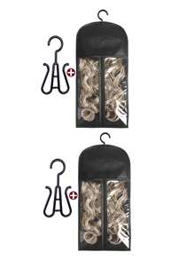 6 件装假发袋接发架假发收纳架可装多个假发接发衣架接发收纳袋假发收纳盒可装多个假发 - 黑色 - 查看 19