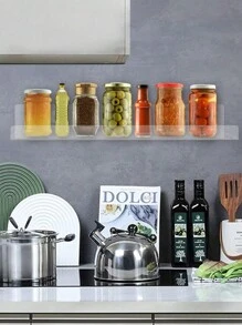 2个15英寸亚克力悬浮壁挂架，透明浴室壁挂式收纳架，隐形浴室置物架，家居装饰书架浴室配件 - 無色 - 查看 8