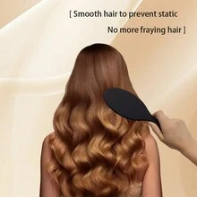 1 chiếc bàn chải massage đệm khí thoải mái màu trơn tối giản - màu đen - Xem 6