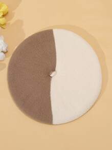 1pc Classic Color Block Soft Velour Casual Warm French Beret Hat, Made Of Nylon And Soft Velour Blend, Suitable For Spring, Autumn And Winter - Multicolor - View 18