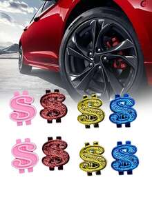 4 件装汽车美元形气门嘴盖摩托车轮胎气门嘴盖通用个性化汽车轮胎气门嘴盖 - 彩色 - 查看 1
