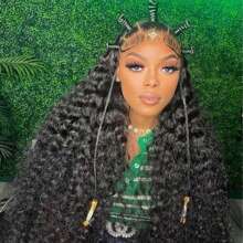 13x4 Loose Deep Lace Front Wig Human Hair Long Hair Transparent Frontal 180% Density Bleached Knots For Women Natural Black Pre-Plucked Hairline