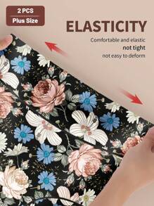 MIOTAN 2 paquetes de bragas de cintura alta talla grande para mujer, bragas suaves y cómodas de uso diario con diseño de estampado floral