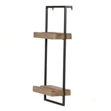 12x6x27" Iron And Wood Wall Shelf With Two Shelves,CozyUpRoom Decor