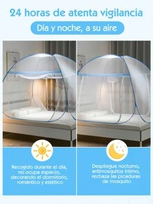 CcRetro Omont Tienda de campaña de red desplegable con parte inferior, diseño plegable para dormitorio y viajes al aire libre, fácil de instalar y lavar para camas de tamaño individual a King