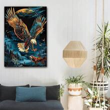 1pc Framed "Nighthawk And Wolf" Colorful Wall Art Canvas Poster Print, Best Gift For Modern Room Living Room Bathroom Bedroom Hotel Apartment Classroom Kids Dining Room Dormitory Home Office Wall Decoration, Ready To Hang - Multicolor - View 4
