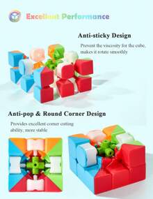 Fast Cube - Fast Smooth Turning Solid Durable & Stickerless Frosted, Best 3D Puzzle Magic Cube Toy - Turns Quicker Than Original For Kids Gift & Adult & Children(3x3x3 Cube) - Multicolor - View 4