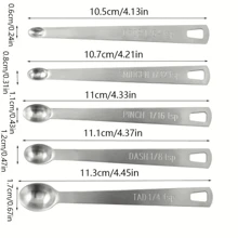 Set de 15 piezas, 5 tazas de medir + 5 cucharas de medir + 5 mini cucharas de medir, tazas y cucharas de medir apilables de acero inoxidable, apropiadas para medir alimentos secos o líquidos, utensilios de cocina para cocinar y hornear - Plateado - Ver 3