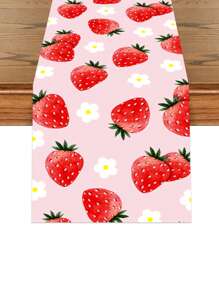 1 件草莓涤纶桌布桌旗，草莓生日节日活动宝贝淋浴派对装饰房间装饰桌子装饰桌布桌旗桌布，生日礼物，派对回学校情人节