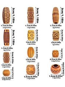 CECILLIA WIG 58pcs Wooden Beads, Suitable For Braids, Dreadlocks, Various Shapes, Unisex, Style 3 - Multicolor - View 4