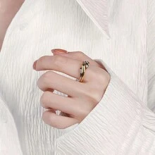 Nhẫn kim loại hai tông màu thời trang cá nhân hóa, nhẫn quấn hai màu tối giản, nhẫn đôi hình học có thể xếp chồng theo phong cách Punk mở có thể điều chỉnh, phù hợp cho nam và nữ đeo hàng ngày và ngày lễ - Fashionable personalized color matching ring - Xem 7