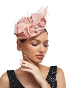 Luxurious & Charming Kentucky Derby Church Hat, Pearl Mesh Design With Bow, Makeup Ball Wedding Hair Accessory Headband For Women, Tiny Hats, Mini Fascinator, Mini Top Hat , Mini Cap, Head Piece, Rave Accessories