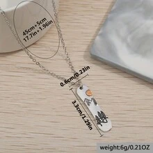 1 chiếc vòng cổ mặt hình chữ nhật dài phong cách Bohemian cổ điển, trang sức vòng cổ thời trang đơn giản thanh lịch hình núi rừng hoàng hôn - Bạc - Xem 2