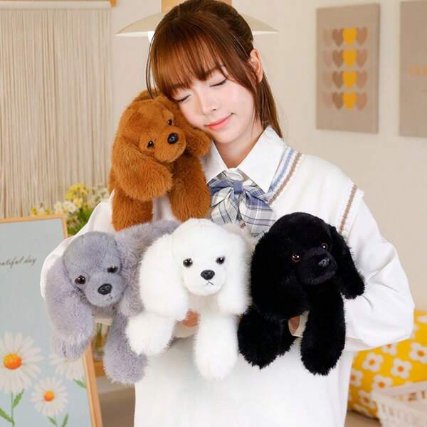 1pc Cute Lying Plush Puppy Doll, Pet Doll For Home, Holiday Gift
