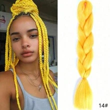 渐变色编织发 24 英寸 1 件/包 高温合成钩针编织彩虹发 灰黑色 女士用