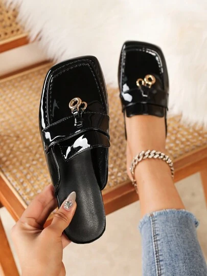 French Style Slip-On Flat Shoes For Women, Fashionable Backless Design, Spring/Autumn,Mule