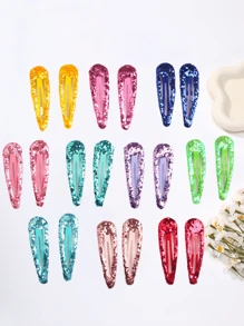 Bộ 10/20 kẹp tóc đính kim sa lấp lánh, kẹp tóc nhiều màu sắc dễ thương dành cho tuổi teen, kẹp tóc mái có kim tuyến, quà tặng phụ kiện tóc cho bé gái. - Nhiều màu - Xem 4