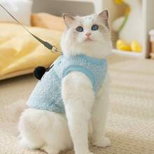 1 chiếc áo ấm cho chó mèo cưng, quần áo mùa đông, dây xích phù hợp cho các giống chó nhỏ như Teddy, Pomeranian, Bichon Frise, Schnauzer, Ragdoll, Blue Bi-Color - Màu xanh lam - Xem 7