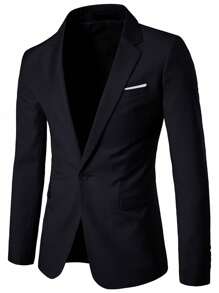 Conjunto de traje de negocios de 3 piezas de unicolor de moda para hombres, estilo: USXF001-3JT - Negro - Ver 3