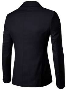 Conjunto de traje de negocios de 3 piezas de unicolor de moda para hombres, estilo: USXF001-3JT - Negro - Ver 4