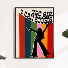 1pc, Canvas Hanging Poster, Solid Wood Framed Painting, I Can Boogie Disco 70s Style Music Poster Gift Print Wall Art For Living Room, Bedroom Wall Decor, Home Decor, Room Decor
