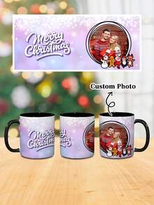 1 个 11 盎司定制照片马克杯，梦幻紫色，圣诞快乐，雪人圣诞老人企鹅麋鹿姜饼人，圣诞装饰，圣诞节定制饮料杯水杯，定制圣诞照片咖啡杯，圣诞节家庭创意礼物，特别情侣圣诞礼物 - 多色 - 查看 8