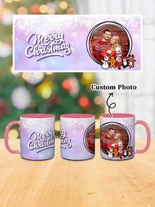 1 个 11 盎司定制照片马克杯，梦幻紫色，圣诞快乐，雪人圣诞老人企鹅麋鹿姜饼人，圣诞装饰，圣诞节定制饮料杯水杯，定制圣诞照片咖啡杯，圣诞节家庭创意礼物，特别情侣圣诞礼物 - 多色 - 查看 7