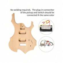 DIY 6 String Electric Guitar Kits With Mahogany Body, Maple Neck And Accessories TL Style/Flame Shaped Style/ST Style - 原木色 - 查看 9