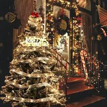 1 件 3/5/10M 圣诞 LED 丝带装饰灯、圣诞树装饰道具灯、圣诞丝缎丝带装饰灯串，电池供电（不含电池） - 多種顏色 - 查看 1