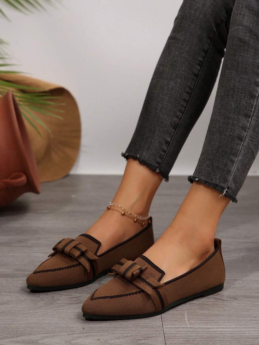 Giày đế bằng Mary Jane mũi nhọn cổ điển quai chéo cỡ lớn 36-43 - màu nâu - Xem 1