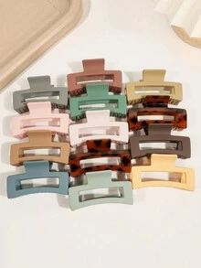13 件/15 件女士纯色发夹，矩形闪亮款式，百搭配饰，适合日常、沐浴和户外活动 - 彩色 - 查看 6