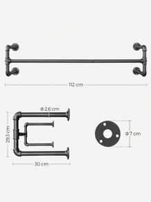 SONGMICS Appendiabiti da parete con barre appendiabiti per vestiti, finto tubo, stile industriale, 112 x 30 x 29,3 cm, carico 60 kg, montaggio semplice, per piccolo spazio, nero - Taglia unica nera - Visualizzare 2