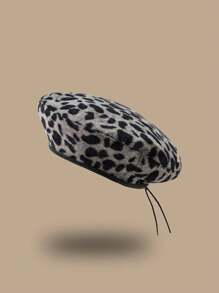 ROMWE Grunge Punk 波西米亚豹纹图案撞色贝雷帽