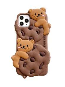 Ốp lưng điện thoại hình gấu bông dễ thương, họa tiết hoạt hình, hình gấu bông ăn bánh quy, có dây đeo, gấu bông mặc quần áo sọc, nơ cài tóc, mũ sinh nhật, hoa tulip, tương thích với APPLE 13/14/11/12/16/15 Pro Max, chống nước, chống sốc, chống rơi, chống trầy xước, quà tặng sinh nhật, tiệc tùng. - Nhiều màu - Xem 12