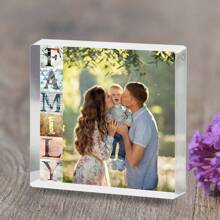 (Custom Product) 1pc Customized Family Photo Acrylic Display Stand, Holiday Accessory, Handicraft Decor Item, Gift, Home Decoration, Thank You Gift, Office Desk Decor