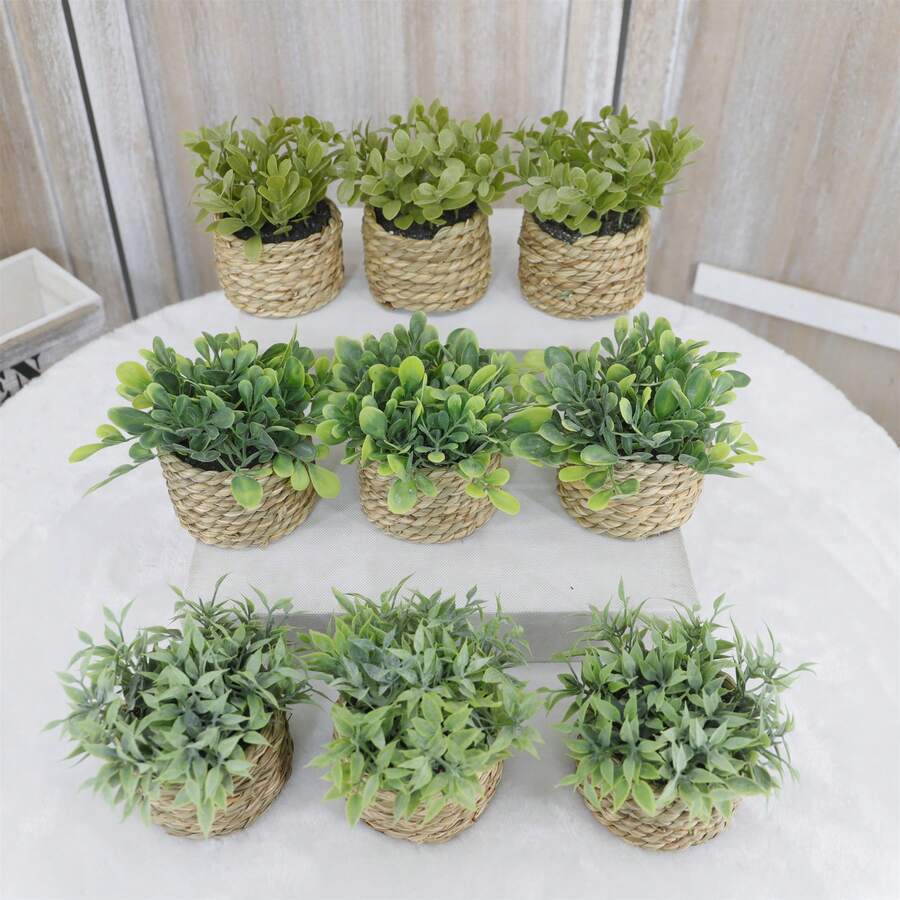 3 件人造盆栽植物，室内外装饰，客厅、卧室、酒店、办公室、餐厅家居装饰，家居装饰，季节性装饰 - 橄欖綠 - 查看 1