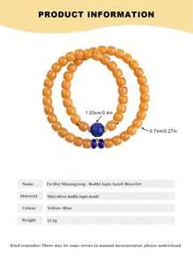 [VE] 1 pièce Bracelet en argent sterling de haute qualité avec lapis-lazuli naturel et double cercle de Bodhi. Le lapis-lazuli symbolise la tranquillité et la sagesse, tandis que le Bodhi représente l'éveil et l'auspice. Leur combinaison apporte la paix et la bonne fortune, reflétant une élégance unique. La couleur naturelle de la pierre gemme est aléatoire. - Bracelet - Voir 7