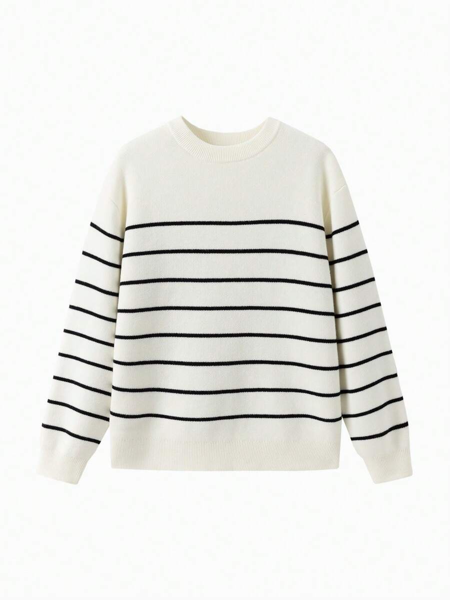 Young Girls Striped Knit Sweater Inner Layer For Fall/Winter 2024 - Black and White - View 1