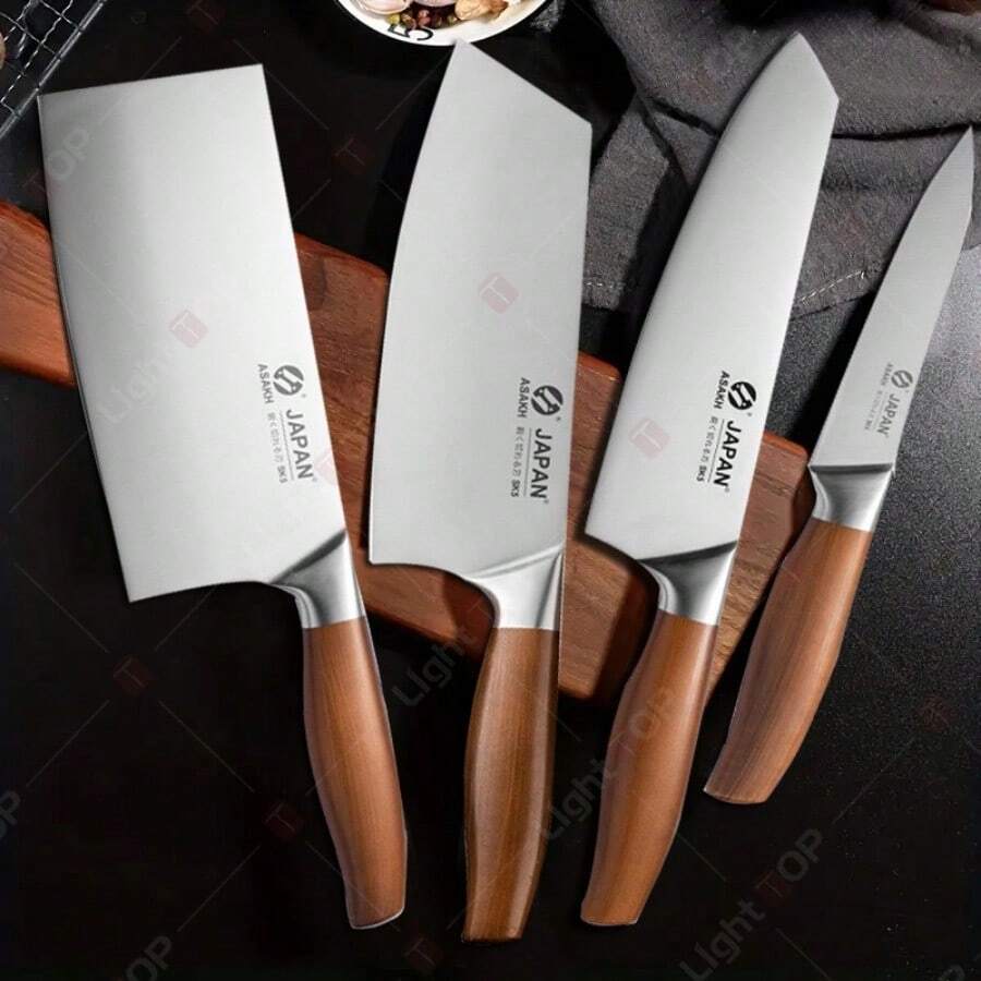 Professional Japanese Kitchen Knives Santoku Knife Stainless Steel Fish Fillet Slicing Meat Cleaver Chef Knife Cooking Tools - Brown - View 1
