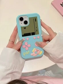 游戏新款创意卡通 3D 硅胶可爱猪设计手机壳，兼容 Iphone 13/14/15/16 Pro Max，个性化全覆盖防摔手机保护套 - 彩色 - 查看 2