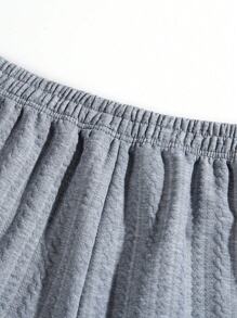 男式抽绳腰部口袋休闲提花短裤