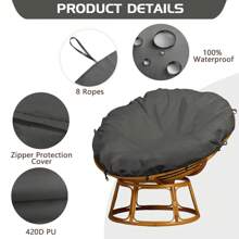 1pc Waterproof Papasan Seat Cover Only, Protects 44in To 47in Cushions From Pet Scratches And Stains, Machine Washable, Zippered, And Easy To Clean - Perfect For Indoor And Outdoor Use