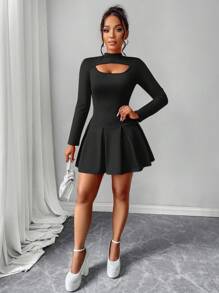 Amarilo Autumn And Winter Pink Mini Dress With Hollow Design