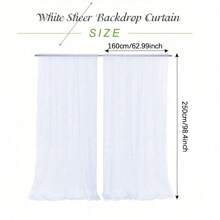 白色透明背景窗帘，用于婚礼，薄纱背景窗帘，白色窗帘，用于生日派对摄影背景，柔软面料，适用于婚礼派对、订婚、仪式、舞台装饰、新娘送礼会、周年派对、生日派对、感恩节、万圣节、圣诞节装饰、节日装饰