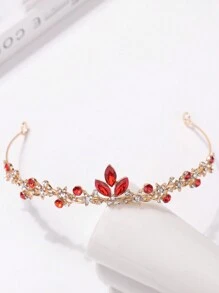 1 pieza Diadema de corona de lujo y dulce estilo princesa con pedrería para chicas adolescentes