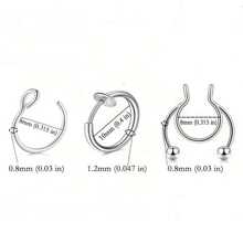 9 piezas de anillos falsos para la nariz: Joyas de acero inoxidable sin perforación, adecuadas para hombres y mujeres, regalo de Navidad, Año Nuevo, Día de San Valentín