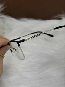 Armação de Oculos para grau masculino fio de nylon meio aro metal quadrado classico