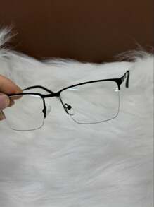 Armação de Oculos para grau masculino fio de nylon meio aro metal quadrado classico