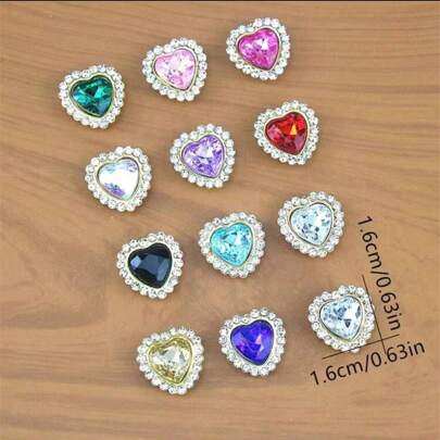 30pcs/Set Colorful Heart Rhinestone DIY Accessories, Random Color